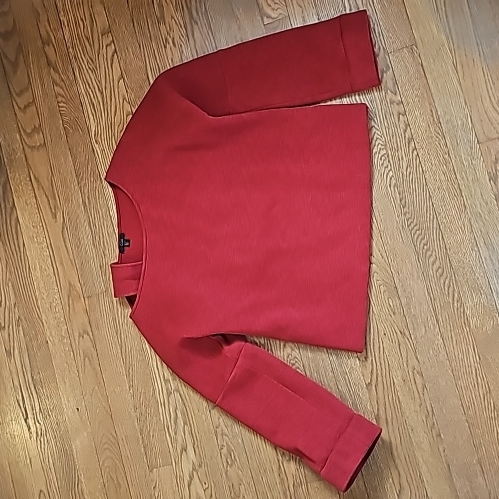 COS Cotton Boxy Crewneck Sweatshirt Womens Size S Rust Orange Rust LS Soft